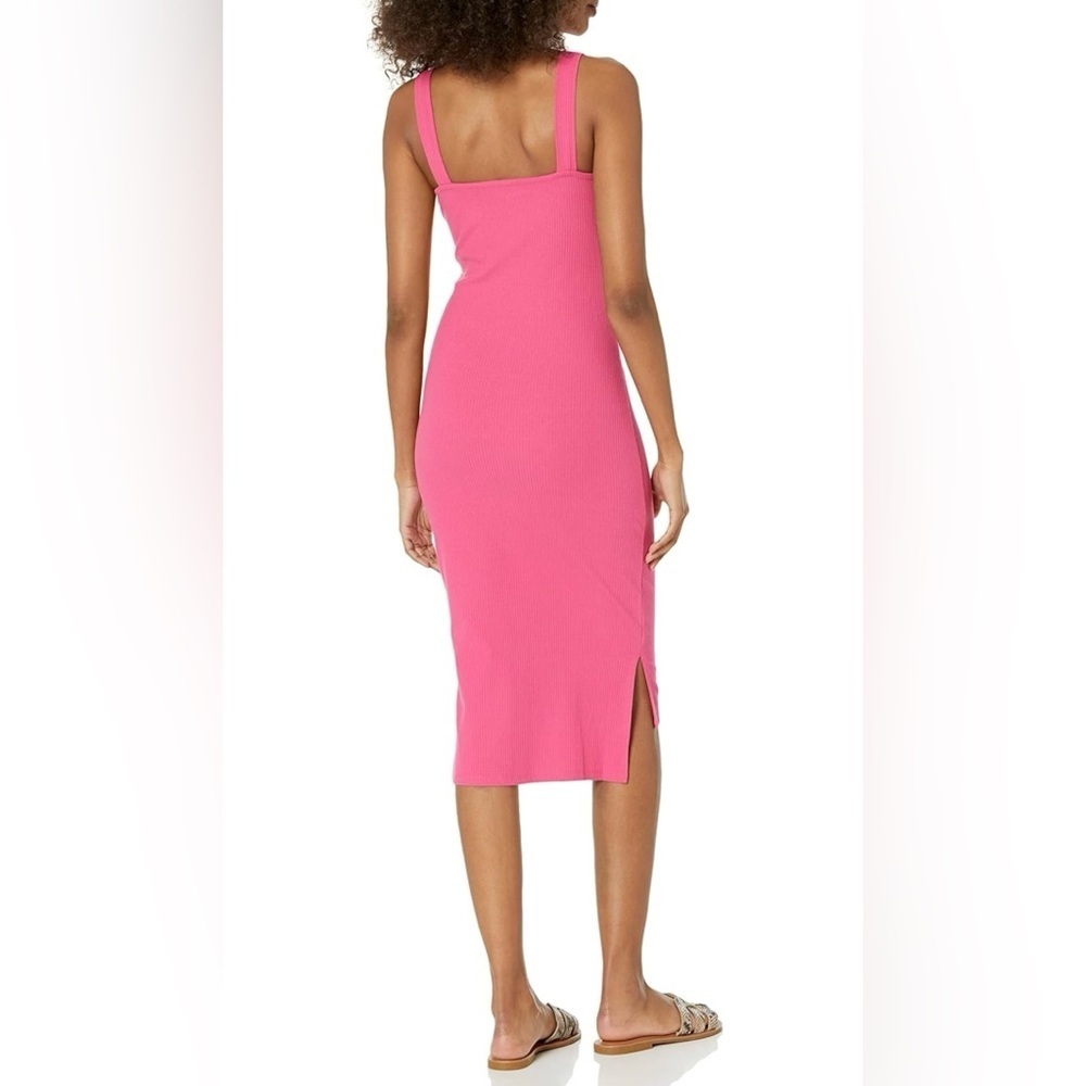 NWT The Drop Amelia midi rib knit bodycon strappy tank dress size LG hot pink - Picture 2 of 4